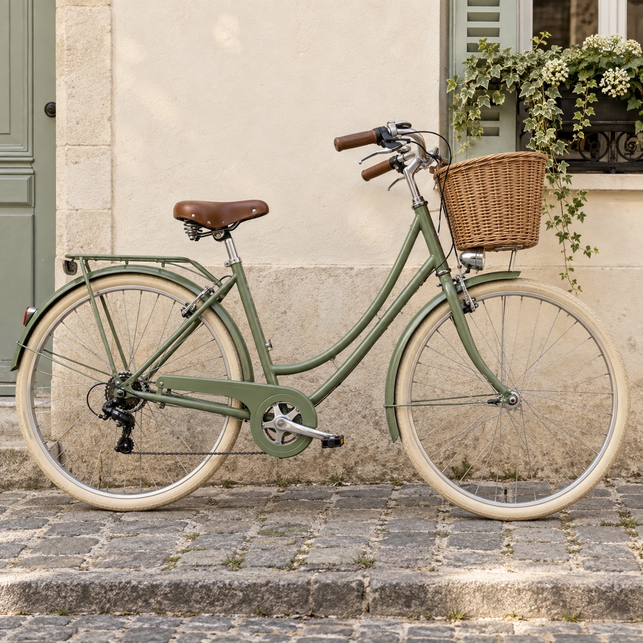 Vélo de ville vert sauge